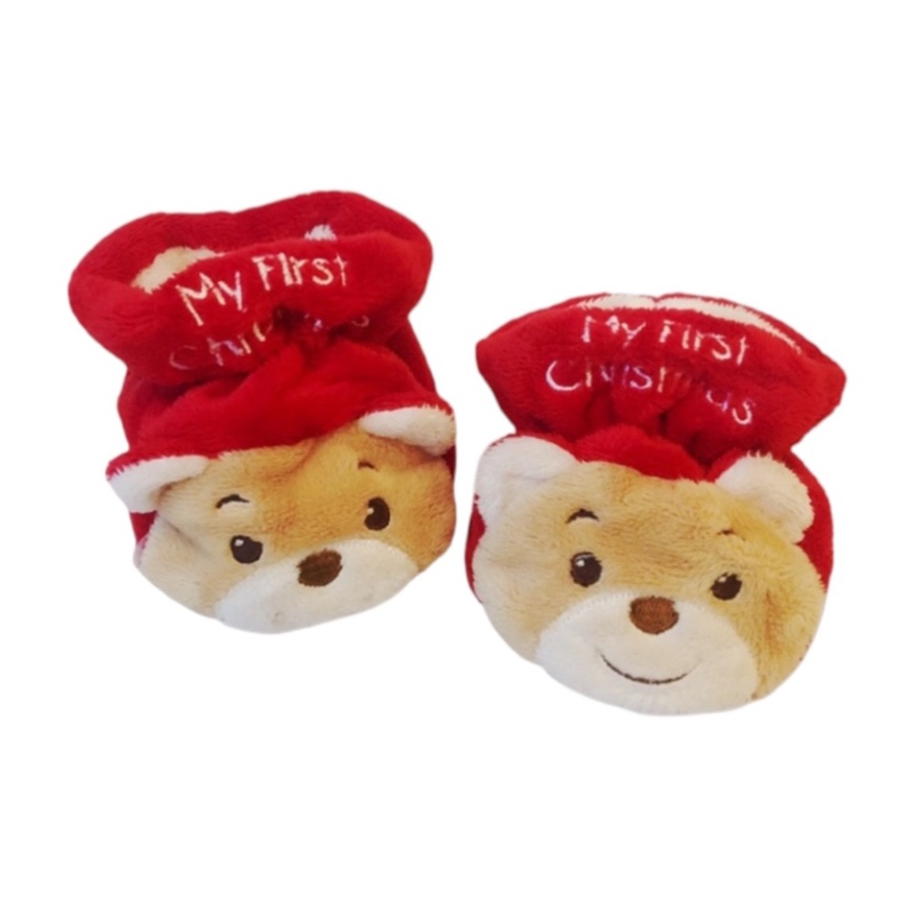 My First Christmas Baby Bear Slippers Shoes